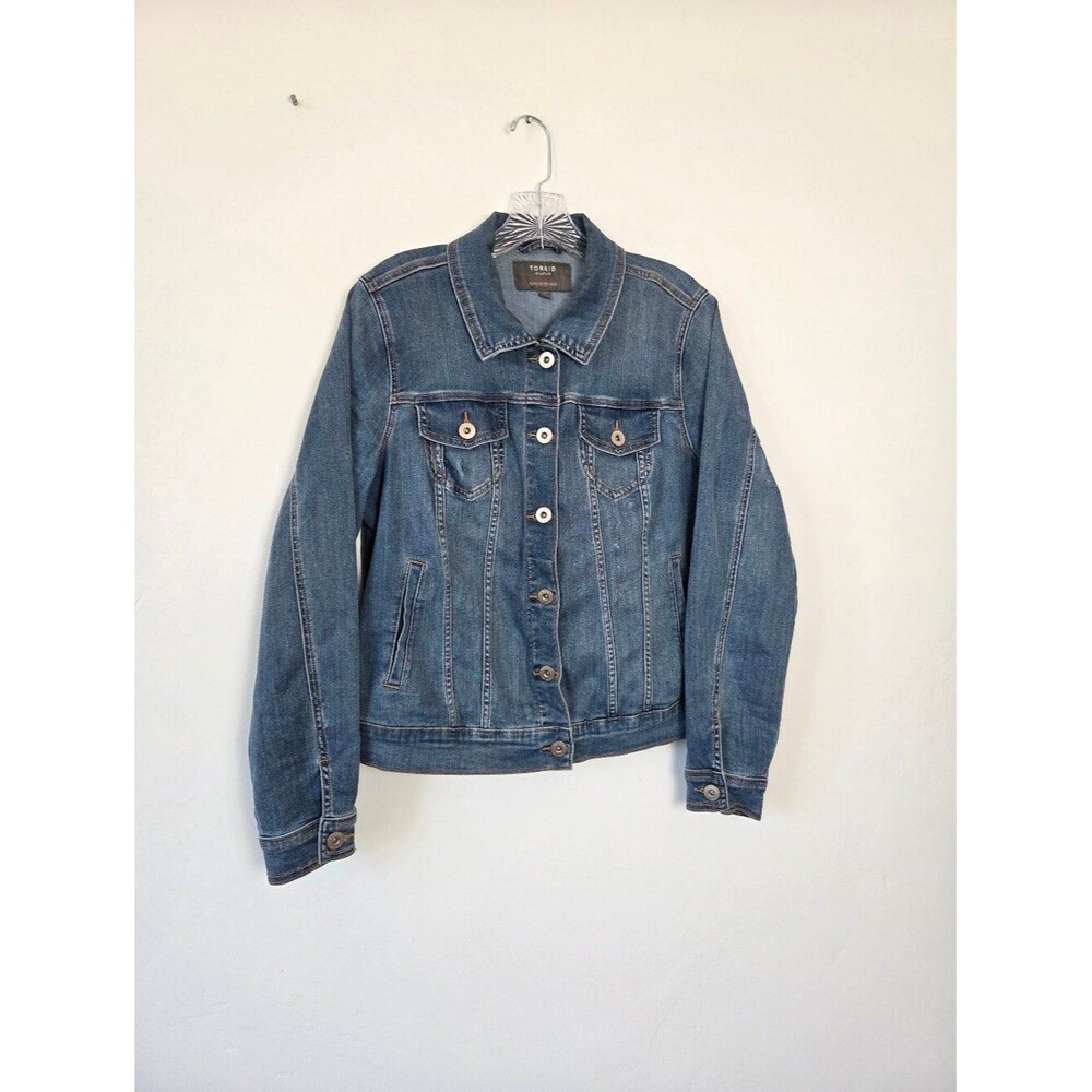 Torrid Classic Denim Trucker Jean Jacket Medium Wash 90s Country Grunge Rodeo 0L